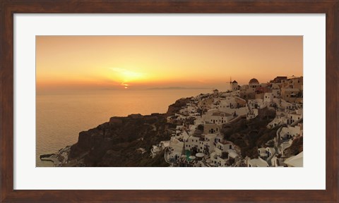 Framed Village on a cliff, Oia, Santorini, Cyclades Islands, Greece Print