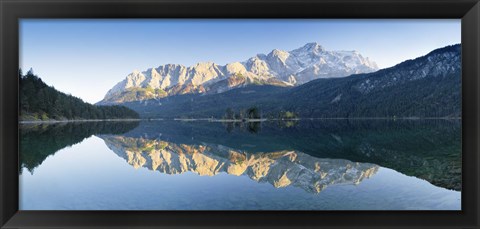 Framed Wetterstein Mountains and Zugspitze Mountain reflecting in Lake Eibsee, Bavaria, Germany Print