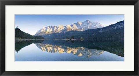 Framed Wetterstein Mountains and Zugspitze Mountain reflecting in Lake Eibsee, Bavaria, Germany Print