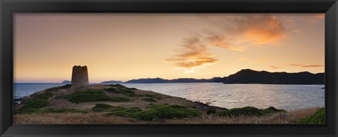 Framed Tower at the seaside, Saracen Tower, Costa del Sud, Sulcis, Sardinia, Italy Print