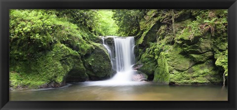 Framed Water in a forest, Geroldsau Waterfall, Black Forest, Baden-Wurttemberg, Germany Print