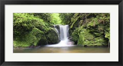 Framed Water in a forest, Geroldsau Waterfall, Black Forest, Baden-Wurttemberg, Germany Print