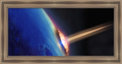 Framed Comet crashing into earth Print