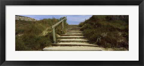 Framed Steps onto a beach, Pontusval, Brignogan-Plage, Brittany, France Print