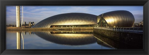 Framed Reflection of the Glasgow Science Centre in River Clyde, Glasgow, Scotland Print