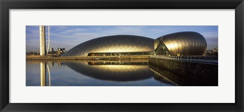 Framed Reflection of the Glasgow Science Centre in River Clyde, Glasgow, Scotland Print