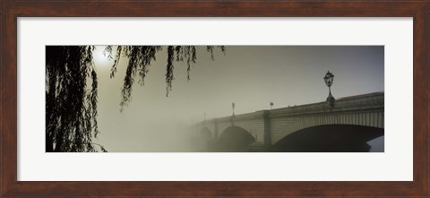 Framed Putney Bridge during fog, Thames River, London, England Print