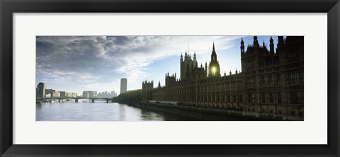 Framed Houses of Parliament at the waterfront, Thames River, London, England Print