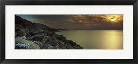 Framed Sunset over the dead sea, Arabah, Jordan Print