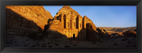 Framed Deep shadows at the monastery, Al Deir Temple, Wadi Musa, Petra, Jordan Print