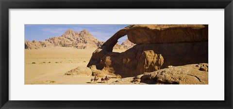 Framed Camels at the eye of the eagle arch, Wadi Rum, Jordan Print