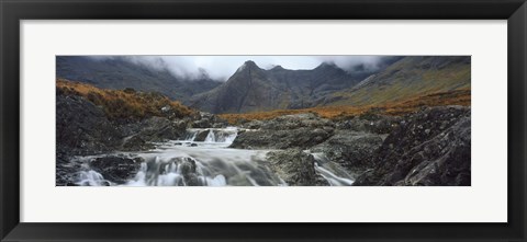 Framed Water falling from rocks, Sgurr a&#39; Mhaim, Glen Brittle, Isle of Skye, Scotland Print