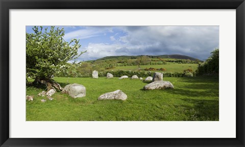 Framed Piper&#39;s Stone, Bronze Age Stone Circle (1400-800 BC) of 14 Granite Boulders, Near Hollywood, County Wicklow, Ireland Print