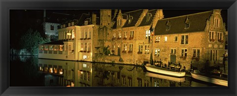 Framed Houses at the waterfront, Bruges, Flanders, Belgium Print