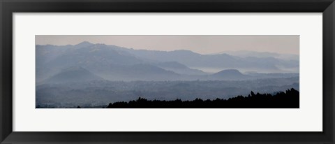 Framed Mountains in mist at dawn, Rwanda Print