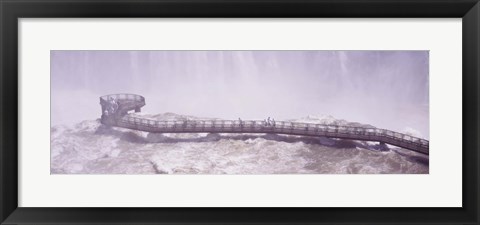 Framed People on cat walks at floodwaters on Iguacu Falls, Brazil Print