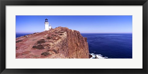 Framed Lighthouse at a coast, Anacapa Island Lighthouse, Anacapa Island, California, USA Print