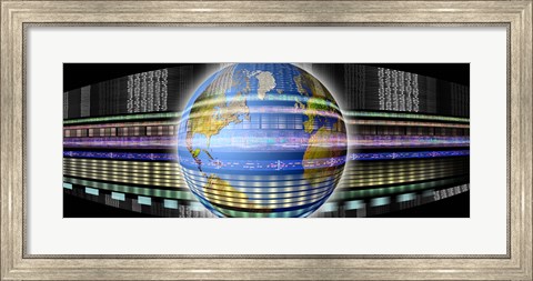 Framed Earth in digital steam Print