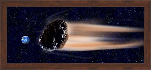 Framed Meteor coming at earth Print