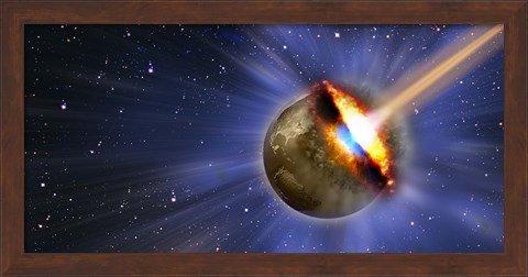 Framed Comet hitting earth Print