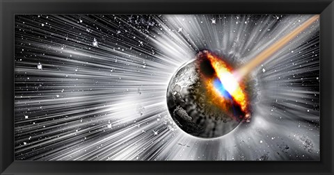 Framed Earth hit by comet Print