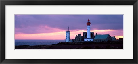 Framed Saint Mathieu Lighthouse at Dusk, Finistere, Brittany, France Print