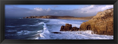 Framed Surf on the beach, Crozon Peninsula, Finistere, Brittany, France Print