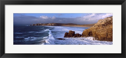 Framed Surf on the beach, Crozon Peninsula, Finistere, Brittany, France Print