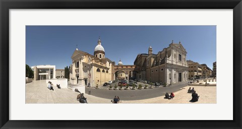 Framed Tourists sitting on steps at Piazza Porto Ripetta, Rome, Lazio, Italy Print