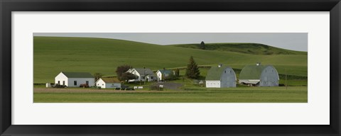 Framed Farm with double barns in wheat fields, Washington State, USA Print