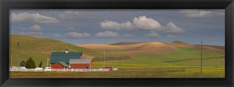 Framed Barn and fields, Palouse, Colfax, Washington State, USA Print