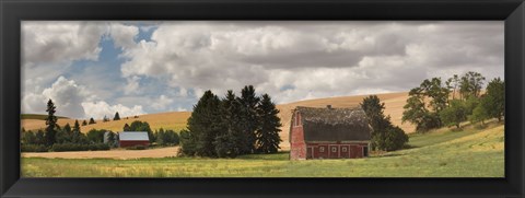 Framed Old barn under cloudy sky, Palouse, Washington State, USA Print