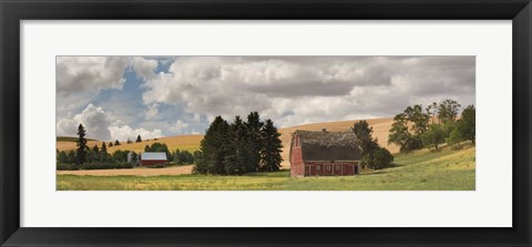 Framed Old barn under cloudy sky, Palouse, Washington State, USA Print