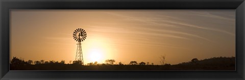 Framed Windmill at sunrise Print