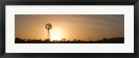 Framed Windmill at sunrise Print