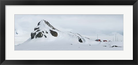 Framed Snow covered mountain, Half Moon Island Print