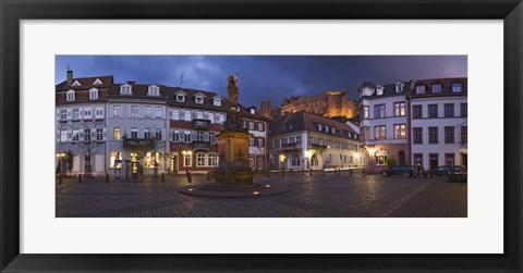 Framed Castle in town square at dusk, Kornmarkt, Baden-Wurttemberg, Germany Print