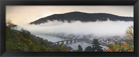 Framed City viewed from Philosopher&#39;s Way at morning, Heidelberg, Baden-Wurttemberg, Germany Print