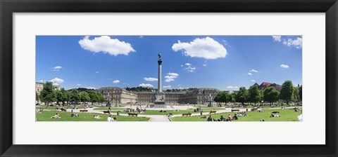 Framed Tourists at a town square, New Palace, Schlossplatz, Stuttgart, Baden-Wurttemberg, Germany Print