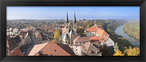 Framed Old town viewed from Blue Tower, Bad Wimpfen, Baden-Wurttemberg, Germany Print