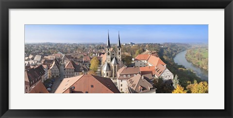 Framed Old town viewed from Blue Tower, Bad Wimpfen, Baden-Wurttemberg, Germany Print