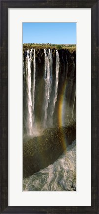 Framed Rainbow forms in the water spray in the gorge at Victoria Falls, Zimbabwe Print