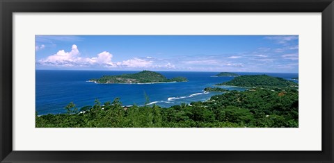 Framed View over Anse L&#39;Islette and Therese Island, Seychelles Print