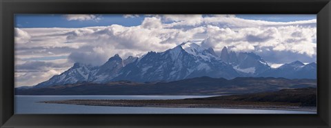 Framed Snow covered mountain range, Torres Del Paine, Torres Del Paine National Park, Chile Print