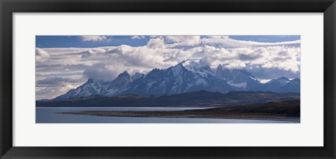 Framed Snow covered mountain range, Torres Del Paine, Torres Del Paine National Park, Chile Print