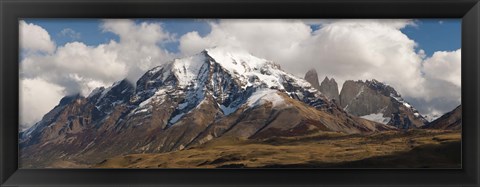 Framed Clouds over snowcapped mountains, Towers of Paine, Mt Almirante Nieto, Torres Del Paine National Park, Chile Print