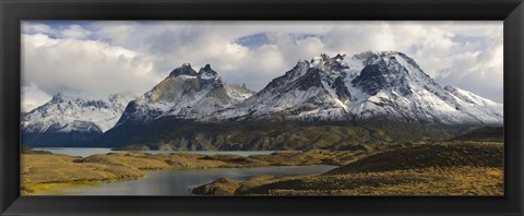 Framed Clouds over snowcapped mountain, Grand Paine, Mt Almirante Nieto, Torres Del Paine National Park, Chile Print