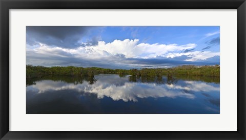 Framed Reflection of clouds on water, Everglades National Park, Florida, USA Print