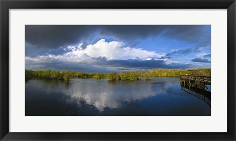 Framed Reflection of clouds in a lake, Everglades National Park, Florida, USA Print