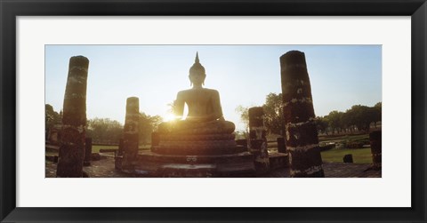 Framed Statue of Buddha at sunset, Sukhothai Historical Park, Sukhothai, Thailand Print